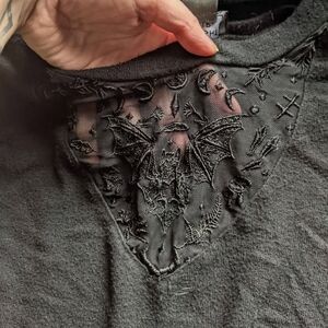 Black Embroidered Gothic Top